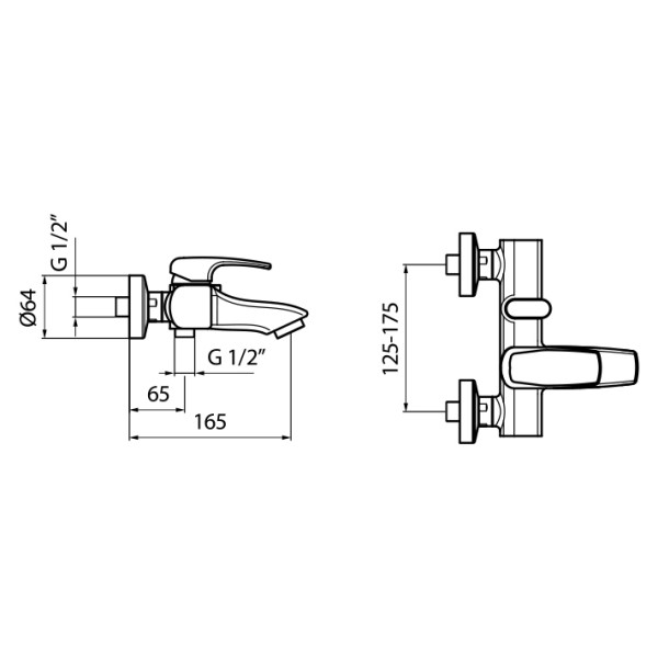Смеситель для ванны и душа Webert Kimono KI850102015. Фото 2