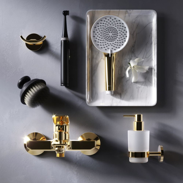 Смеситель для ванны и душа, золото. Фото 3