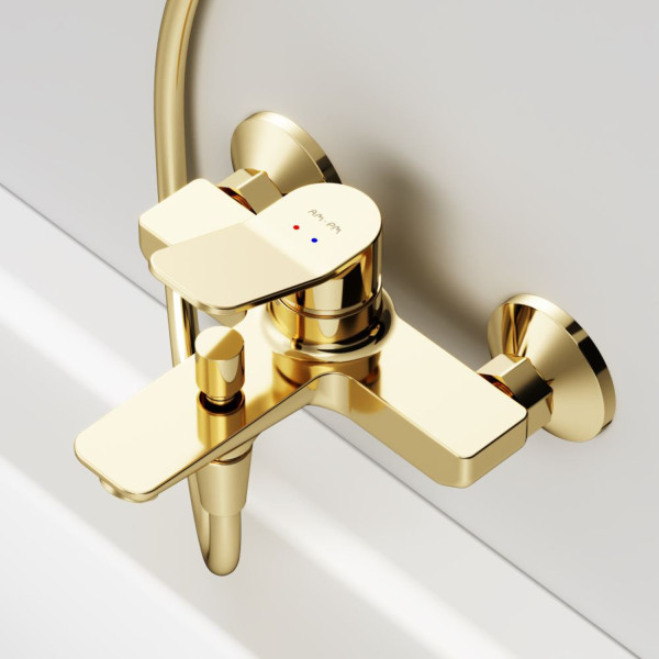 Смеситель для ванны и душа, золото. Фото 4