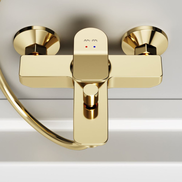 Смеситель для ванны и душа, золото. Фото 6