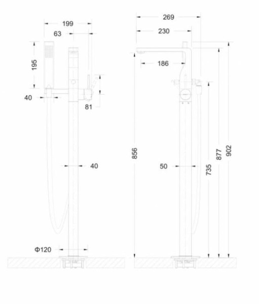Смеситель для ванны напольный Bravat Arc F66061C-B3-ENG, хром. Фото 2