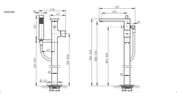 Смеситель для ванны напольный Bravat Phillis F656101C-B3-ENG, хром. Фото 2