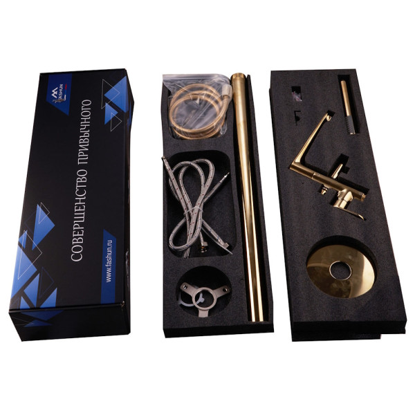 Смеситель для ванны напольный FASHUN A3085-35, золото. Фото 3