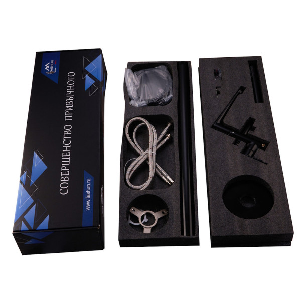 Смеситель для ванны напольный FASHUN A3085-7, чёрный. Фото 3