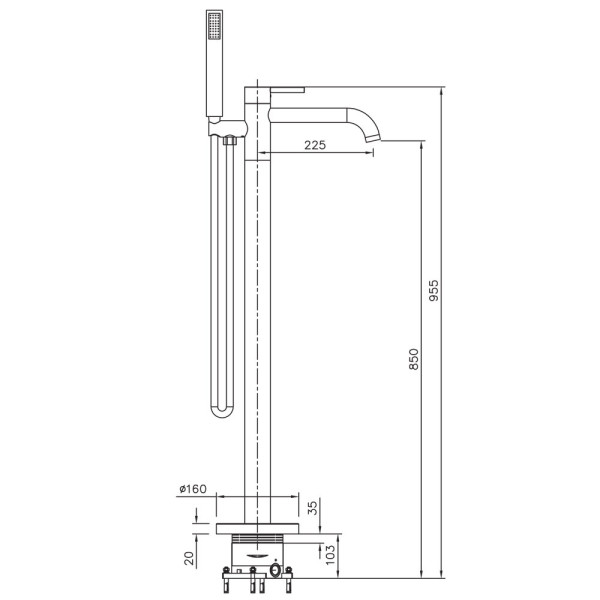 Смеситель для ванны напольный Raiber RPB-010, черный. Фото 2
