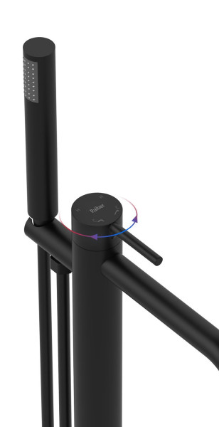 Смеситель для ванны напольный Raiber RPB-010, черный. Фото 4