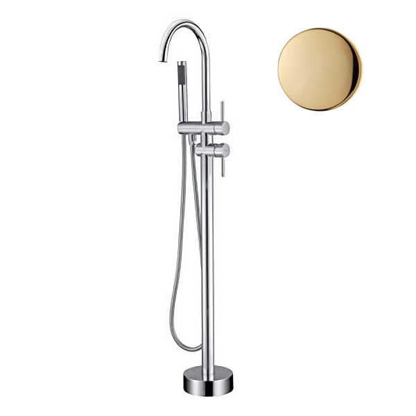 Смеситель для ванны напольный Webert Rimini RI851101010, золото. Фото 1