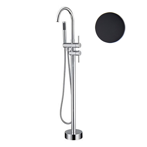 Смеситель для ванны напольный Webert Rimini RI851101560, черный. Фото 1