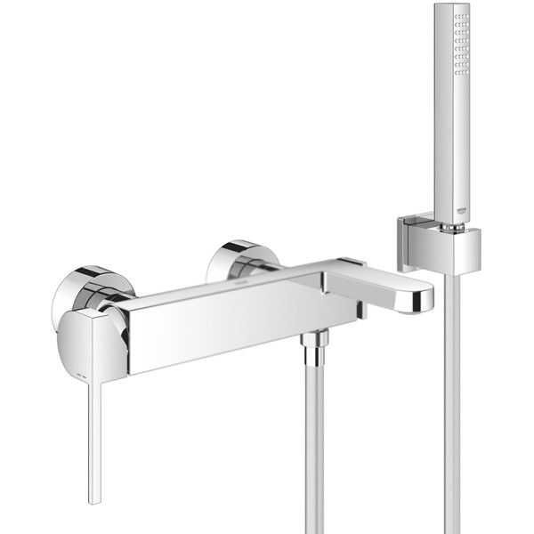 Смеситель для ванны, настенный монтаж с душевым гарнитуром Grohe Plus Хром (33547003). Фото 1