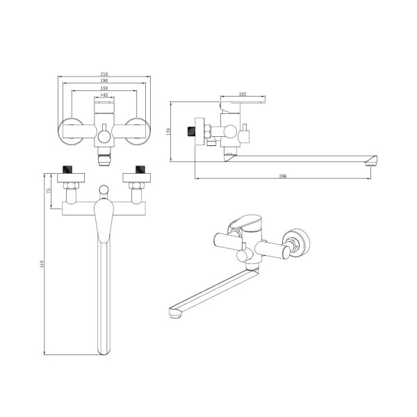 Смеситель для ванны OLISAN STEEL ST1221, сатин. Фото 2