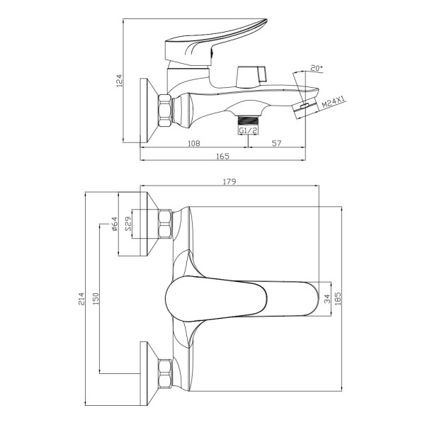 Смеситель для ванны Olive s ARRIBA 09201AR, хром. Фото 2