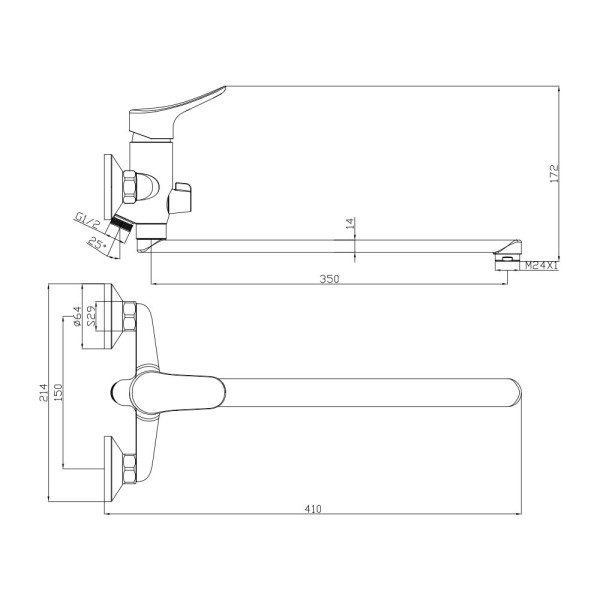 Смеситель для ванны Olive s ARRIBA 09221AR, хром. Фото 2
