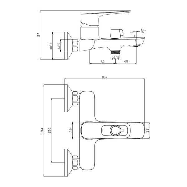Смеситель для ванны Olive s ARTIS 06201AT, хром. Фото 2