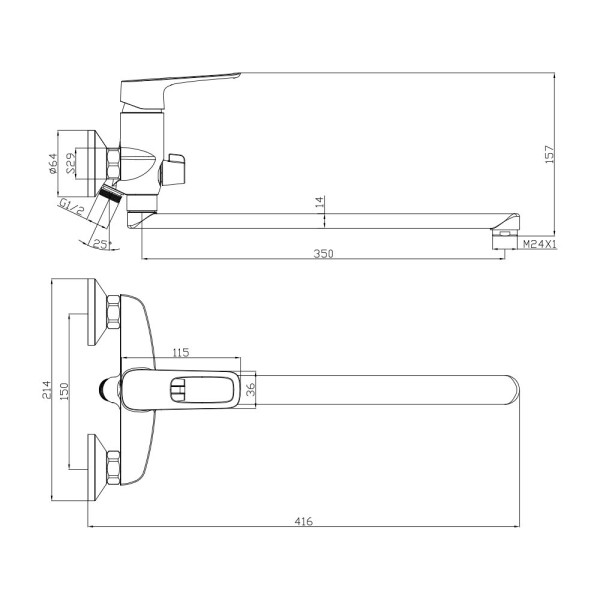 Смеситель для ванны Olive s ARTIS 06221AT, хром. Фото 2