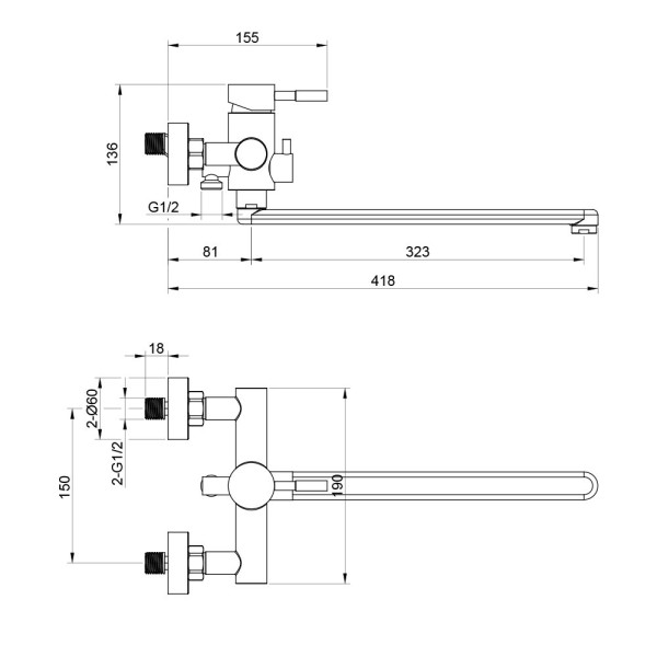 Смеситель для ванны Olive s BALEAR 13221BL, сатин. Фото 2