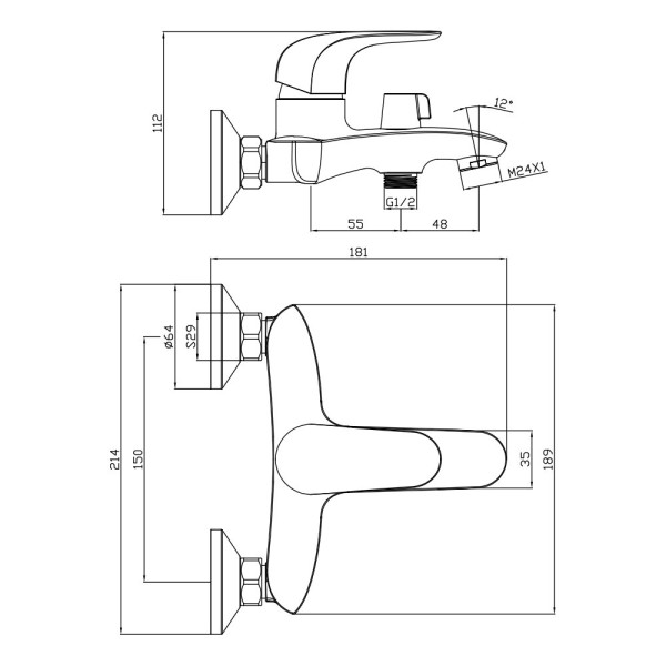 Смеситель для ванны Olive s CASTILLA 07201CS, хром. Фото 2