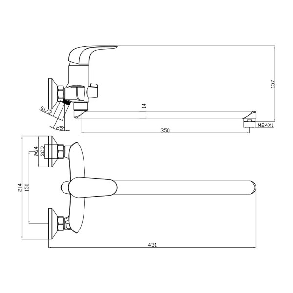 Смеситель для ванны Olive s CASTILLA 07221CS, хром. Фото 2