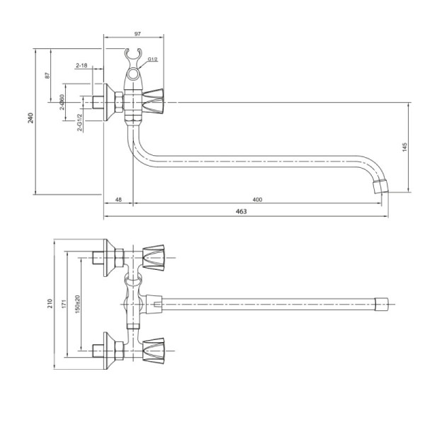 Смеситель для ванны Olive s CATALONA 23241CT, хром. Фото 2