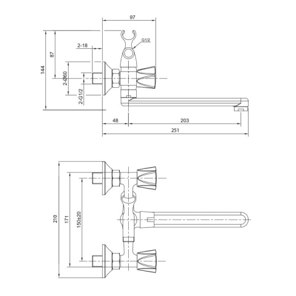 Смеситель для ванны Olive s CATALONA 23251CT, хром. Фото 2