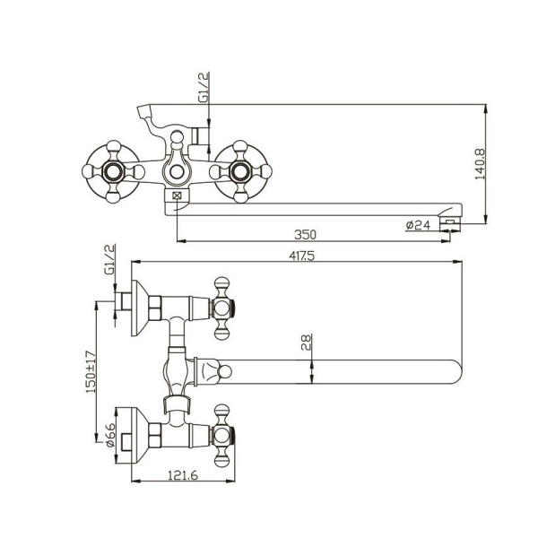 Смеситель для ванны Olive s GIRONA 01221GR, хром. Фото 2