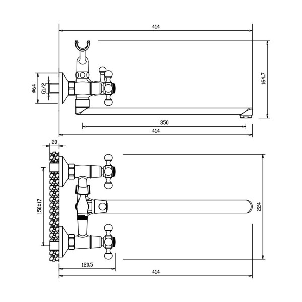 Смеситель для ванны Olive s GIRONA 01221GRG, хром. Фото 2