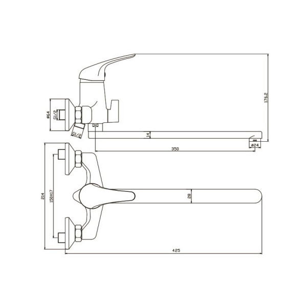 Смеситель для ванны Olive s LEON 04221LN, хром. Фото 2