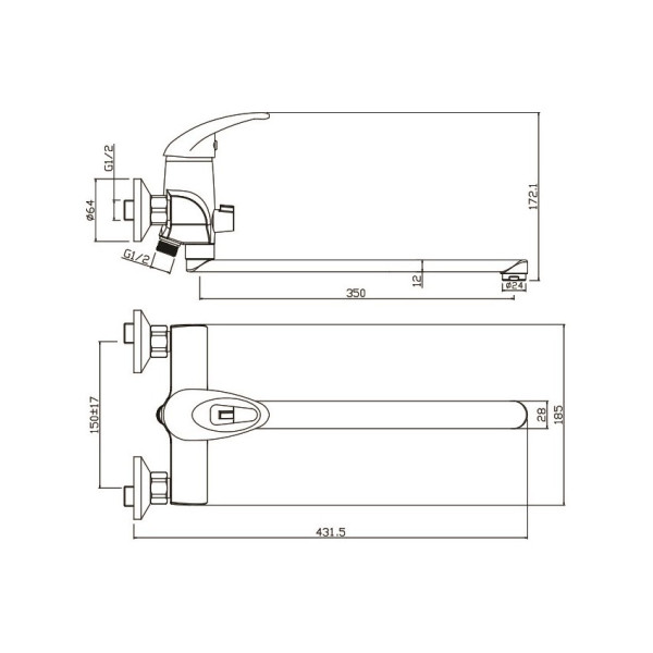 Смеситель для ванны Olive s LERIDA 08221LR, хром. Фото 2