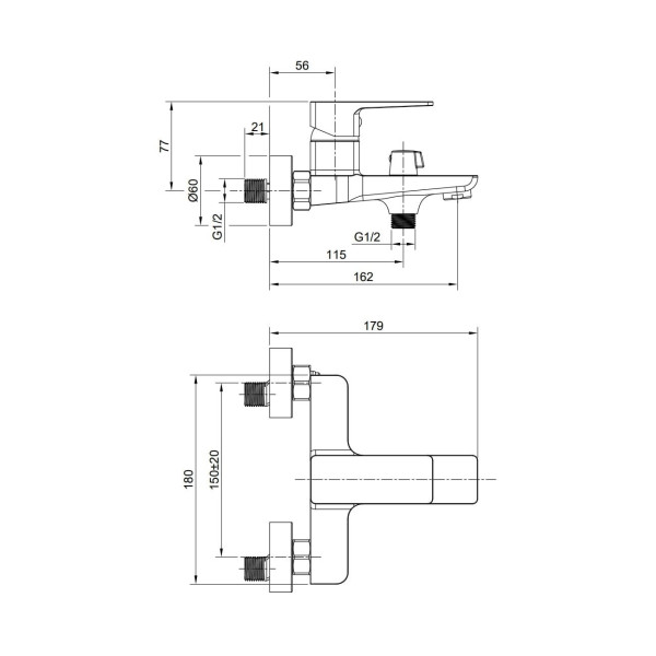 Смеситель для ванны Olive s NAVARRA 25201NR, хром. Фото 2