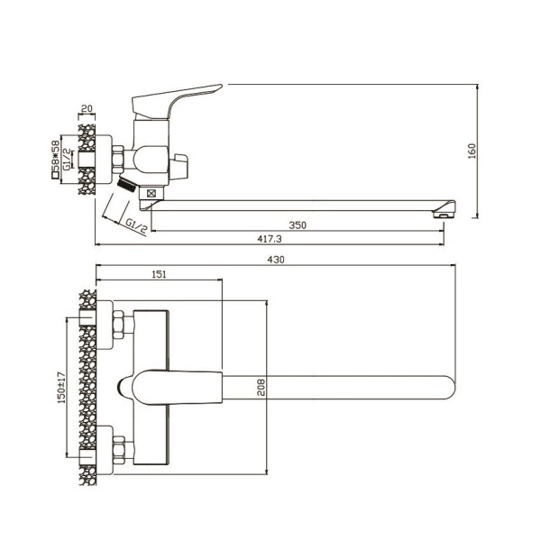Смеситель для ванны Olive s PORTO 11221PR, хром. Фото 2