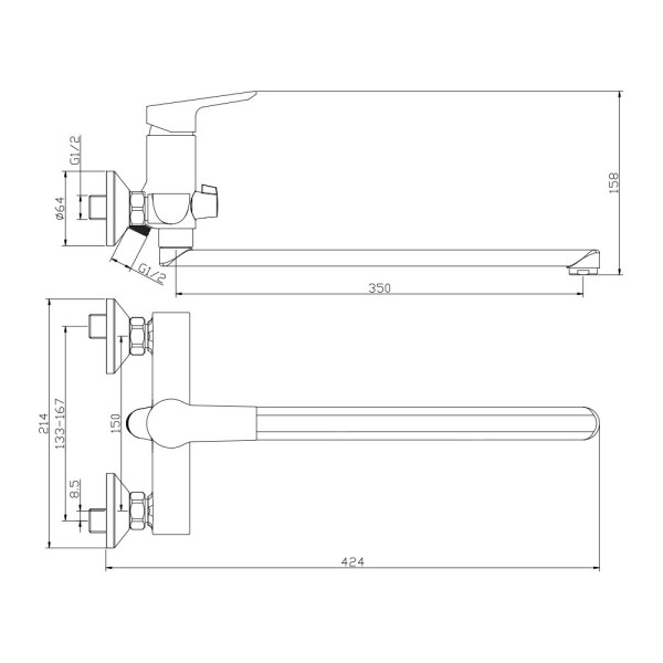 Смеситель для ванны Olive s SEVILLA 20221SV, хром. Фото 2