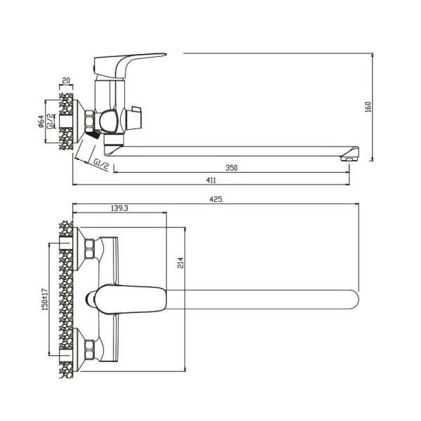 Смеситель для ванны Olive s SIERRA 14221SR, хром. Фото 2