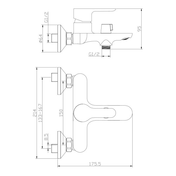 Смеситель для ванны Olive s TOLEDO 18201TD, хром. Фото 2