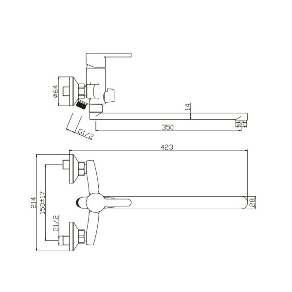 Смеситель для ванны Olive s TORRES 17221TR, хром. Фото 2