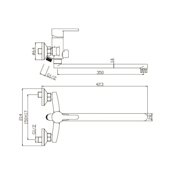 Смеситель для ванны Olive s TORRES 17221TRB, черный. Фото 2