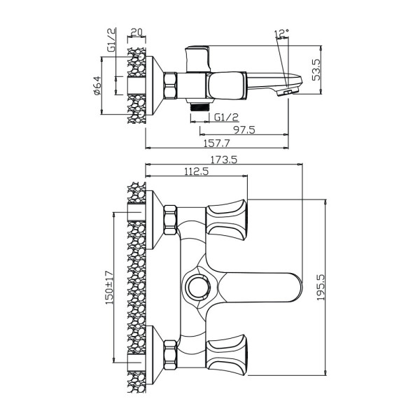 Смеситель для ванны Olive s VASCO 27201VS, хром. Фото 2