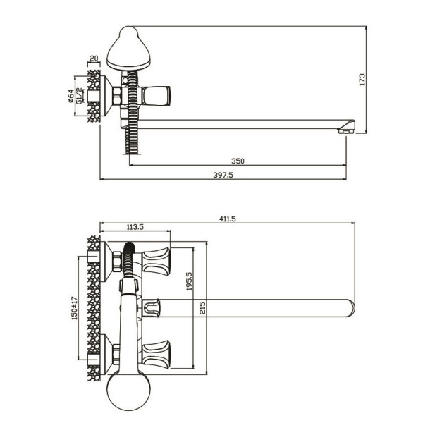 Смеситель для ванны Olive s VASCO 27221VS, хром. Фото 2