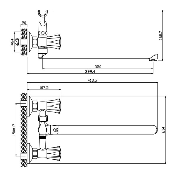 Смеситель для ванны Olive s VIGO 21221VG, хром. Фото 2