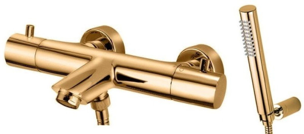 Смеситель для ванны Paffoni Light LIQ023HG с душем, золото медовое. Фото 1