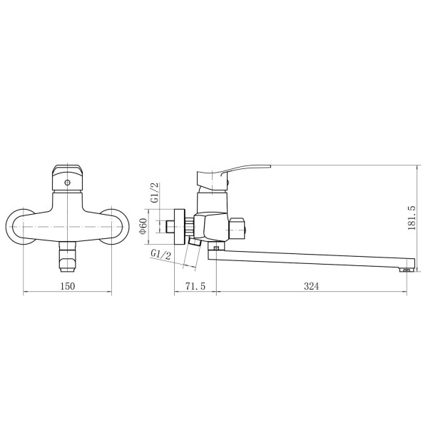 Смеситель для ванны Plstart PD22001, хром. Фото 2