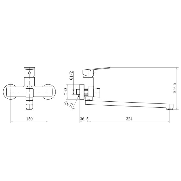 Смеситель для ванны Plstart PD22015, хром. Фото 2