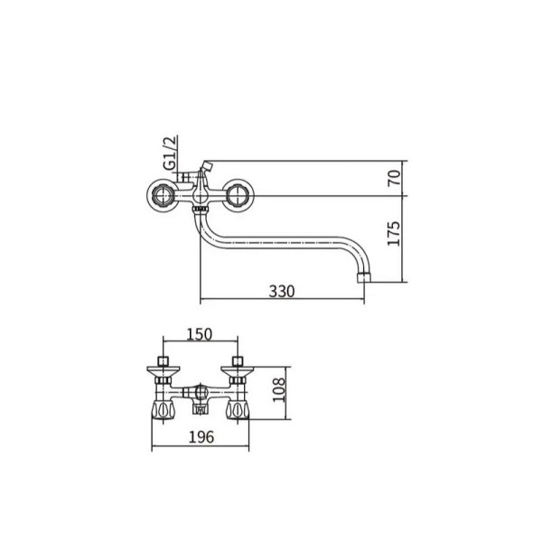 Смеситель для ванны PLstart PL2218-10, хром/красный. Фото 2
