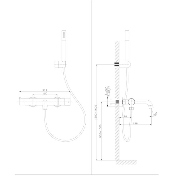 Смеситель для ванны Raiber RPG-003, золото. Фото 2
