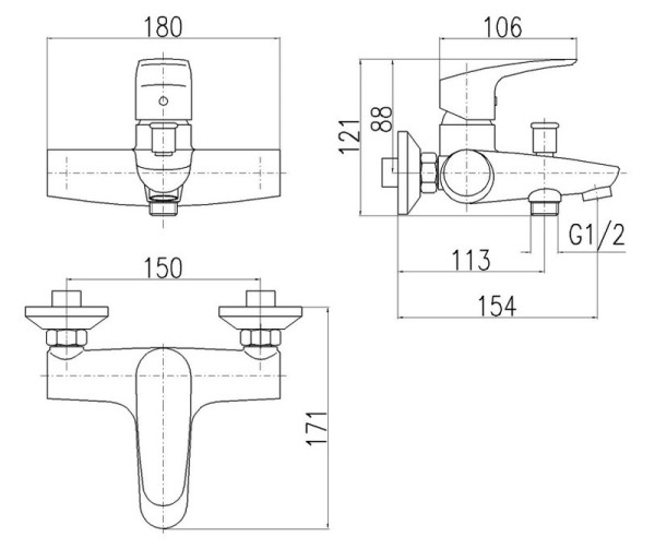 Смеситель для ванны Rav Slezak Amur AM754.5/2. Фото 2