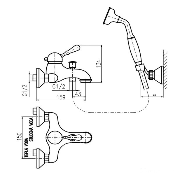 Смеситель для ванны Rav Slezak Labe L054.5/2SM. Фото 2