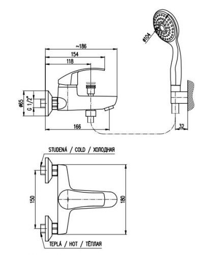 Смеситель для ванны Rav Slezak Mississippi MS054.5/2. Фото 2