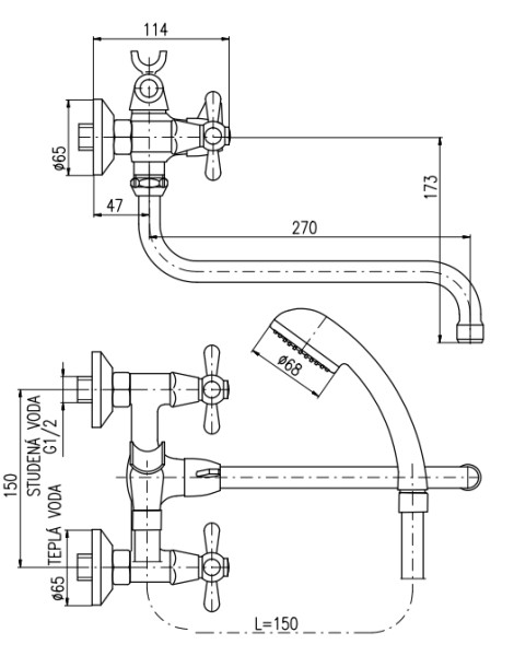 Смеситель для ванны Rav Slezak Morava MK153.5/1. Фото 2