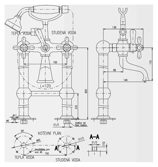 Смеситель для ванны Rav Slezak Morava MK350.5/2SM. Фото 2