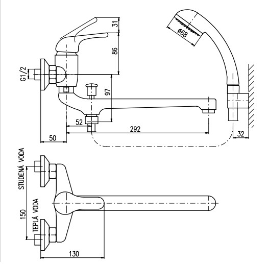 Смеситель для ванны Rav Slezak Sazava SA357.5/1. Фото 3