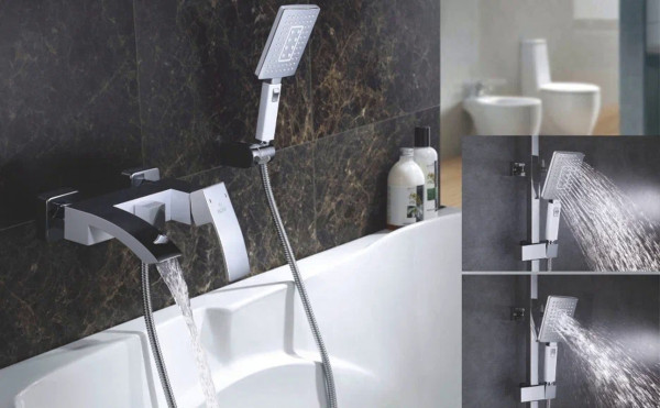 Смеситель для ванны Rose R1502F, белый/хром. Фото 3