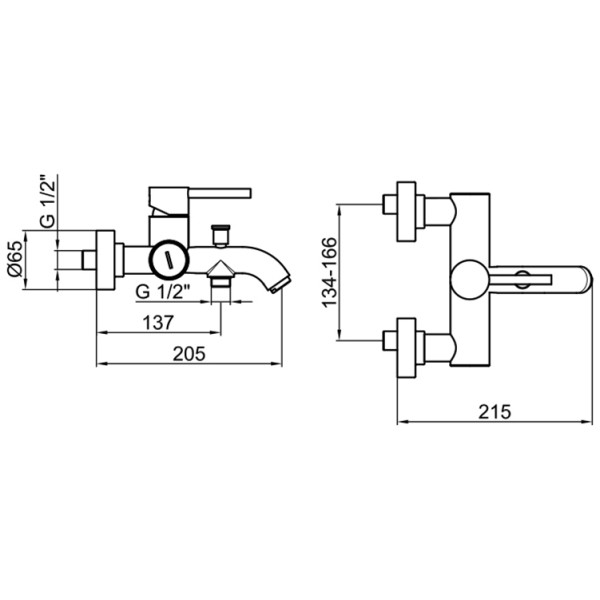 Смеситель для ванны с душем Webert Elio EL850102015. Фото 3
